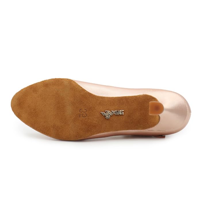 BD Dance Women's Latin Modern Jazz Tango Waltz Dance Shoes Ballroom Dancing for Ladies Satin, #138, Light Tan, 4.5-11