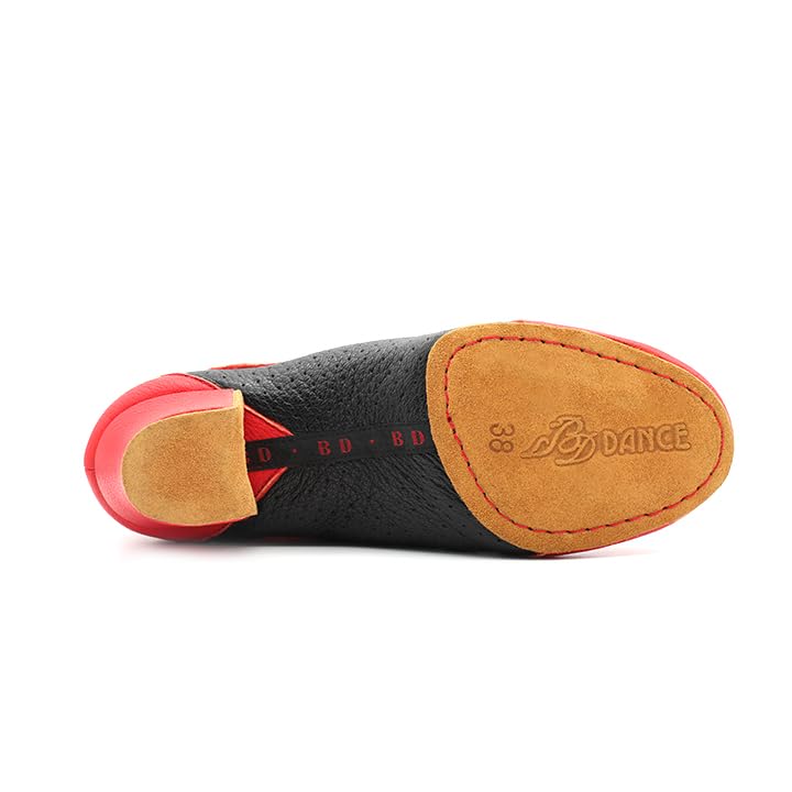 BD Dance Professional Red Latin Dance Shoes for Men Leather Performance Oxford Jazz Waltz Ballroom Dancing Practice Shoes #454
