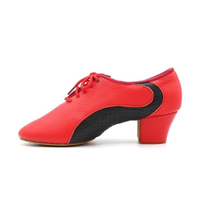 BD Dance Professional Red Latin Dance Shoes for Men Leather Performance Oxford Jazz Waltz Ballroom Dancing Practice Shoes #454