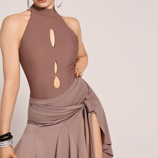 UDANCE 2025 New Arrival High Collar Sleeveless Short Dance Wear Practice Dress Women's Jumpsuit Sexy Hollow Out Bodysuit for Women A55