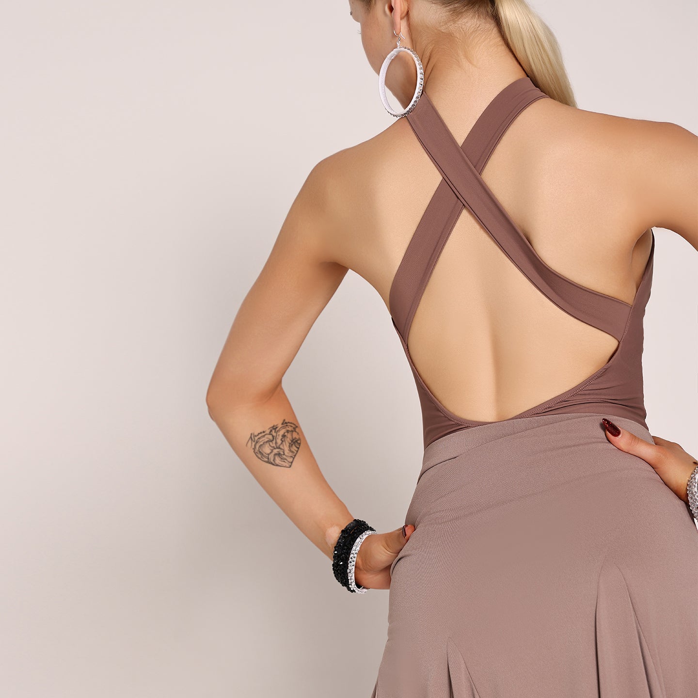 UDANCE 2025 New Arrival High Collar Sleeveless Short Dance Wear Practice Dress Women's Jumpsuit Sexy Hollow Out Bodysuit for Women A55