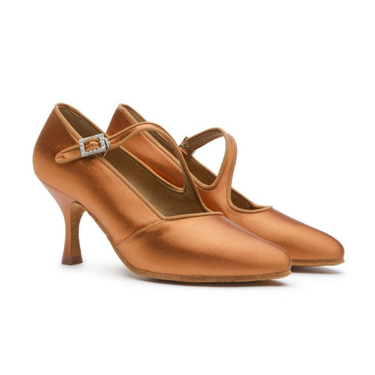 BD Dance Women's Ballroom Dance Shoes Elegant Standard Waltz Latin Shoes for Women Pumps Dark Tan Satin #149, 4.5-11