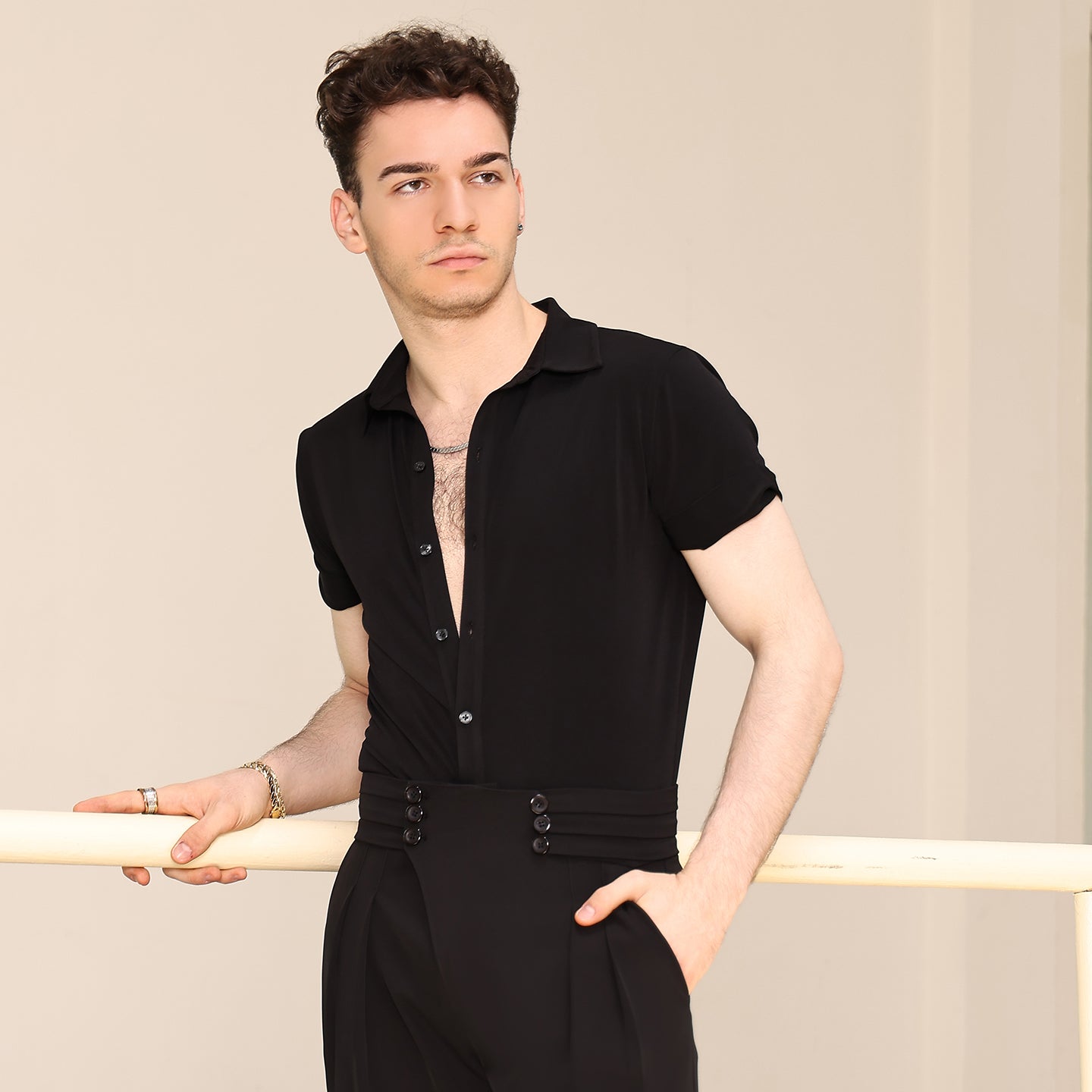 UDANCE 2025 Professional Short Sleeve Unitard for Standard Ballroom Men's Latin Dance Shirt Performance Bodysuit T-Shirt for Men A27
