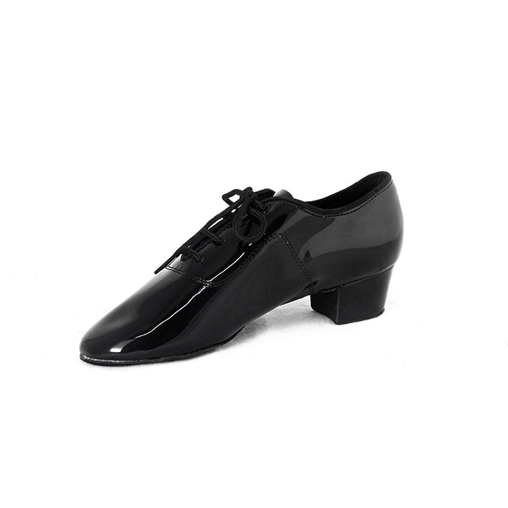 BD Dance Professional Boy's Latin Dance Shoes Performance Ballroom Oxford Black Patent Leather Low Heel Lace-up #802