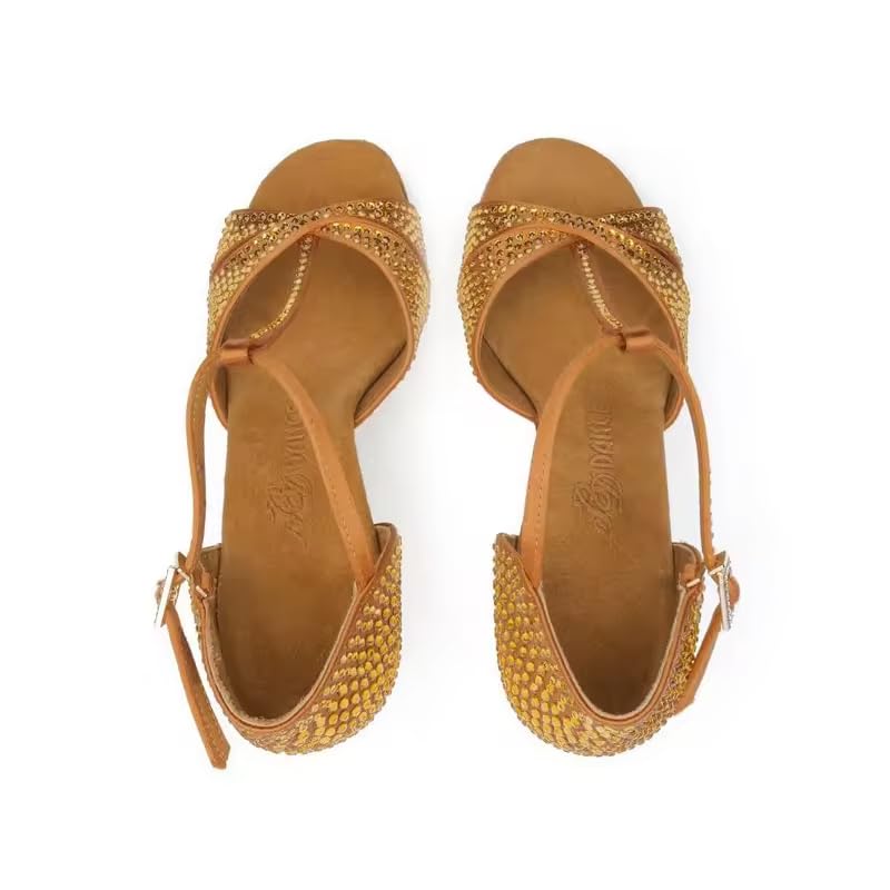 BD Dance Women's Latin Dance Shoes Performance High Heels Pump Jazz Salsa Ballroom Dancing Practice Rhinestone Sandals #2358
