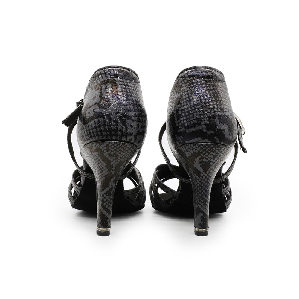 BD Dance Women's Performance Heeled Sandals Profession Latin Dance Shoes Ballroom Salsa Jazz Tango Snake Pattern #216-SB, 4.5-11
