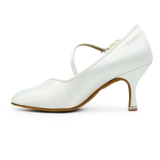 BD Dance Women's Satin Wedding Pump with Floral Rose Practice Latin Jazz Waltz Ballroom Dance Shoes Performance Kitten Heel #1322