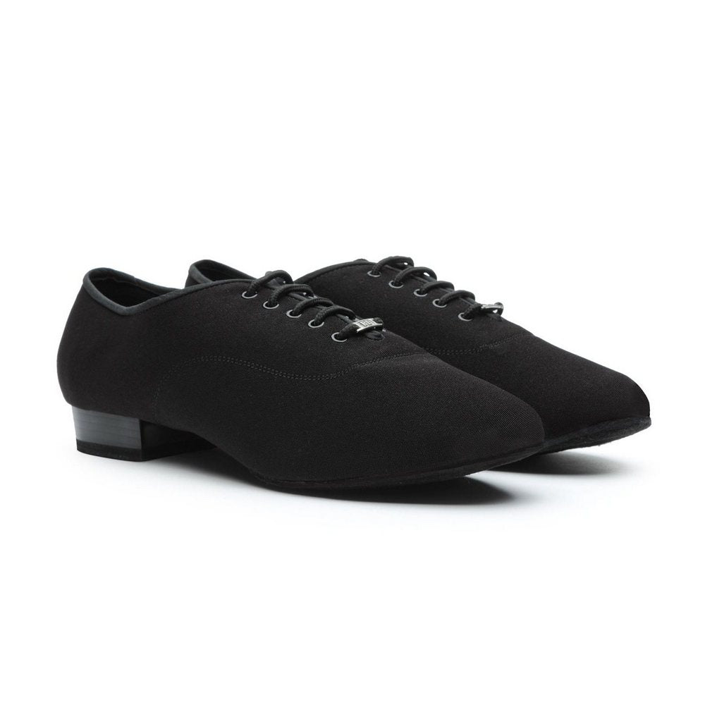 BD Dance Shoes Men's Dancing Latin Salsa Tango Jazz Ballroom Training Practice Leather Canvas 302-1, Black, 6-14