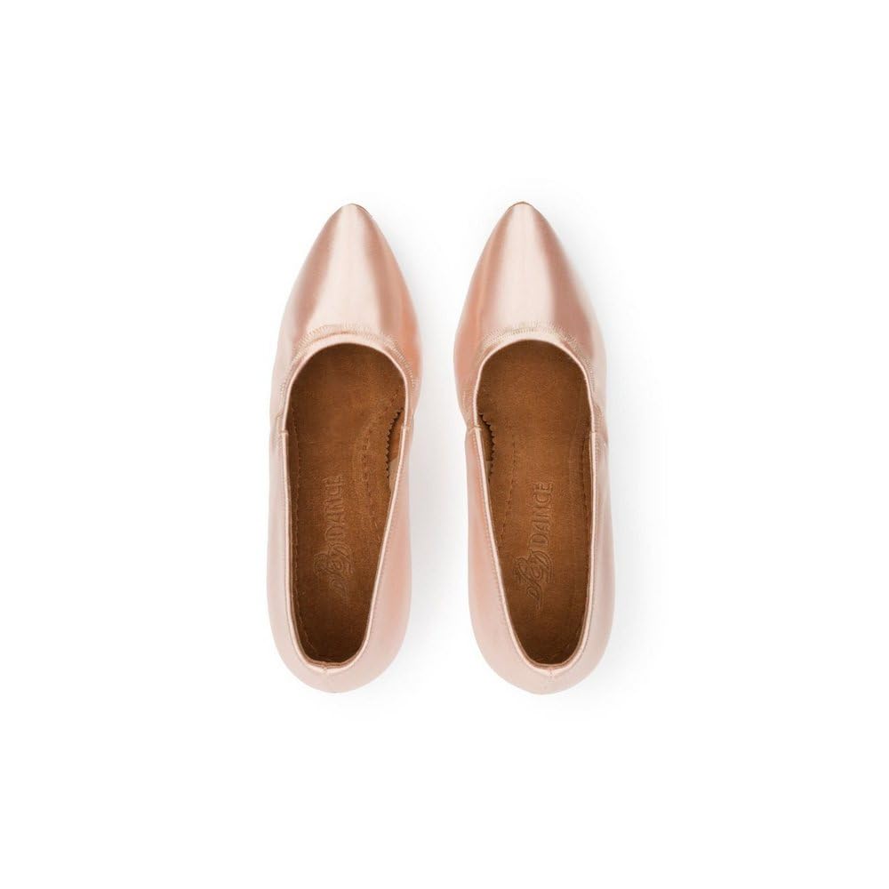 BD Dance Women's Satin Pointed Toe Kitten Heel Pump Jazz Sasan Tango Modern Latin Ballroom Dancing Shoes Pink, #107, 4.5-11