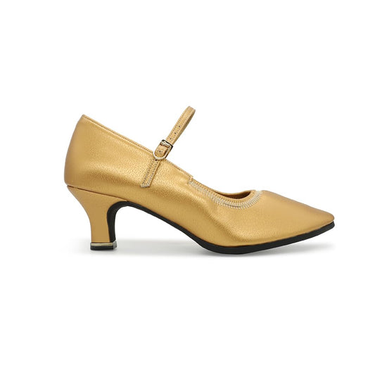 BD Dance Women's Ballroom Dance Shoes Latin Jazz Waltz Dancing Mary Jane Dance Shoes Low Kitten Heel Gold #107, 4.5-11