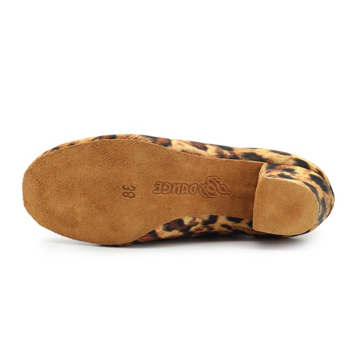 BD Dance Performance Women's Leopard Print Dance Shoes Teaching Oxford Style Professional Latin Ballroom Jazz Practice Footwear #T1-B