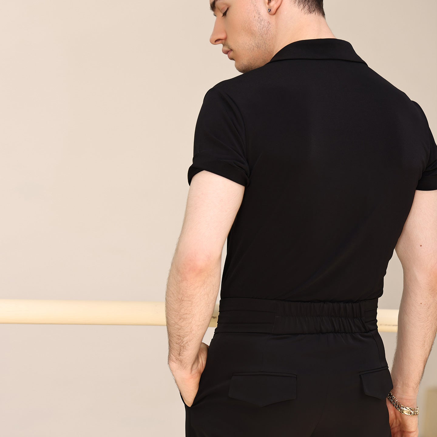 UDANCE 2025 Professional Short Sleeve Unitard for Standard Ballroom Men's Latin Dance Shirt Performance Bodysuit T-Shirt for Men A27