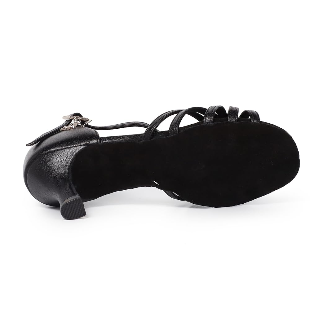 BD Dance Women's Ballroom Dance Shoes Jazz Salsa Bachata Dancing Professional Latin Heeled Sandals Black #217, 4.5-11