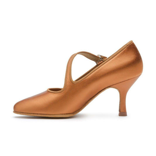 BD Dance Women's Ballroom Dance Shoes Elegant Standard Waltz Latin Shoes for Women Pumps Dark Tan Satin #149, 4.5-11