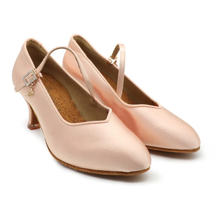 BD Dance Women's Latin Modern Jazz Tango Waltz Dance Shoes Ballroom Dancing for Ladies Satin, #138, Light Tan, 4.5-11