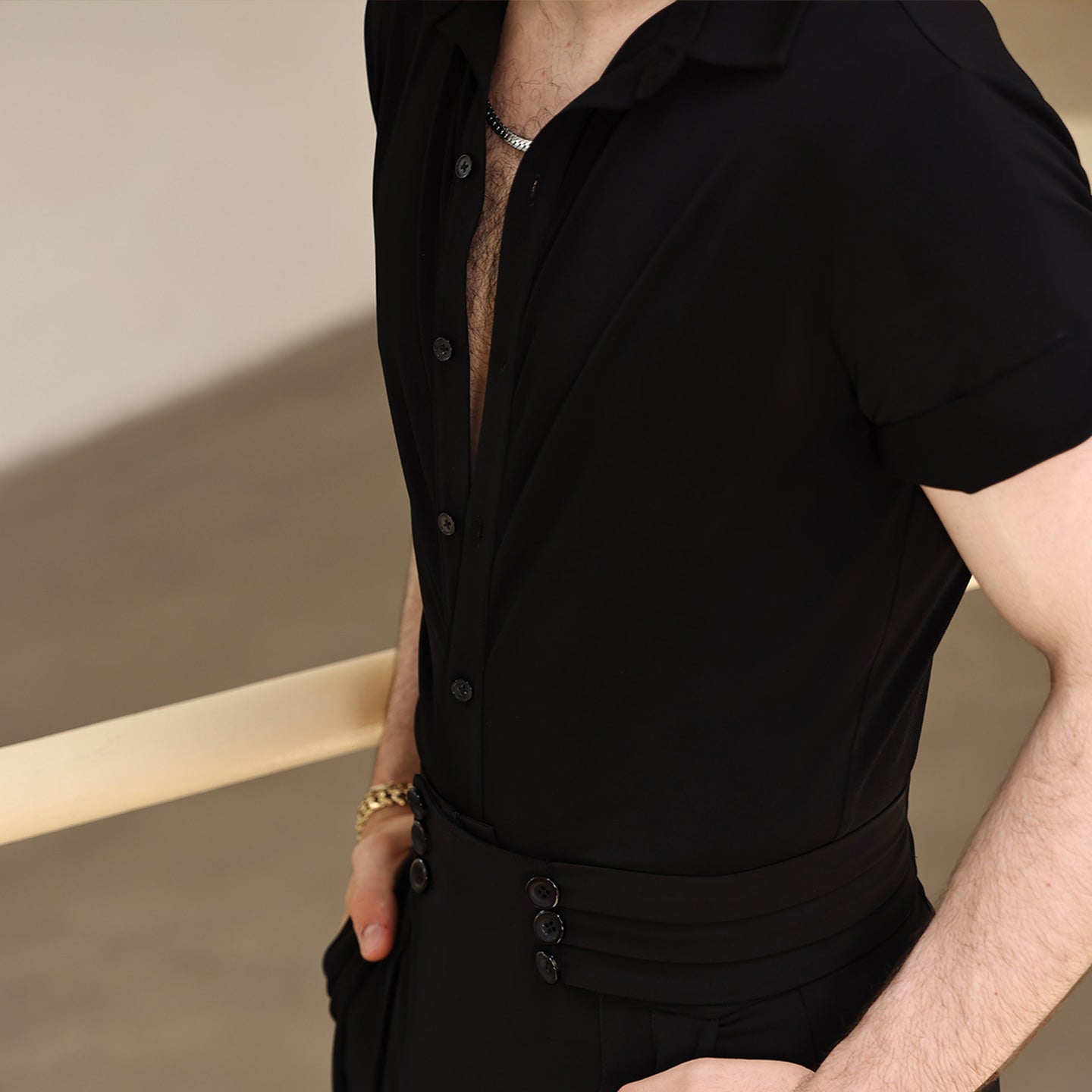 UDANCE 2025 Professional Short Sleeve Unitard for Standard Ballroom Men's Latin Dance Shirt Performance Bodysuit T-Shirt for Men A27