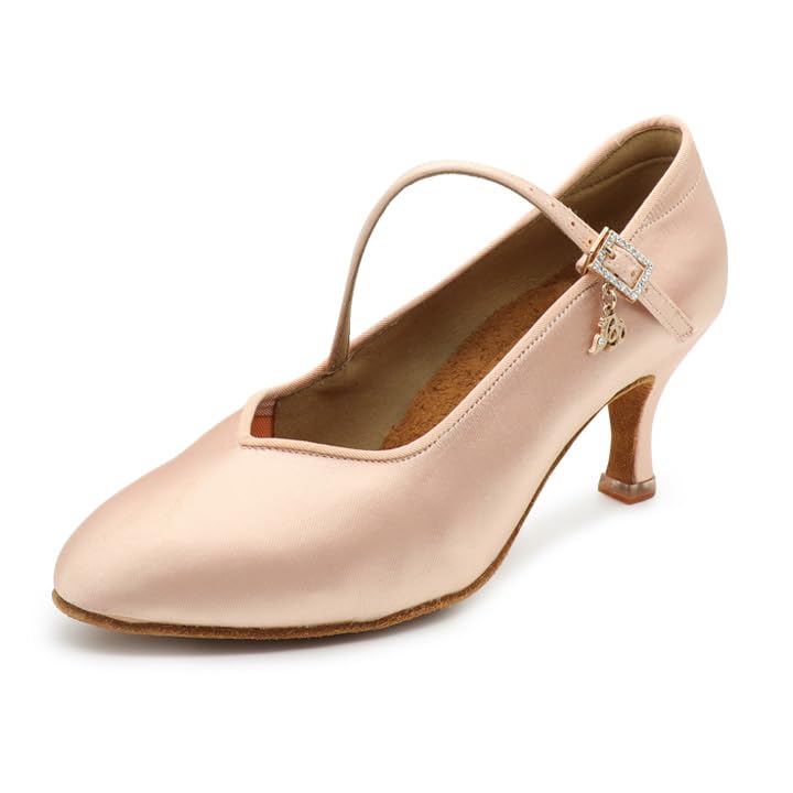 BD Dance Women's Latin Modern Jazz Tango Waltz Dance Shoes Ballroom Dancing for Ladies Satin, #138, Light Tan, 4.5-11