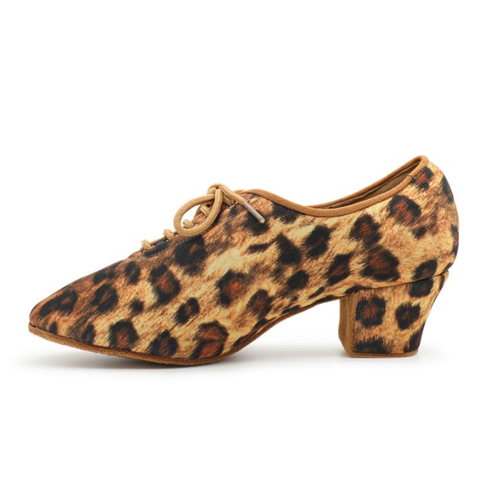 BD Dance Performance Women's Leopard Print Dance Shoes Teaching Oxford Style Professional Latin Ballroom Jazz Practice Footwear #T1-B