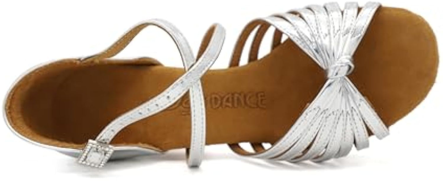Женские туфли для латиноамериканских танцев BD Dance, бальные сандалии Heeded, сальса, джаз, танго, серебристая кожа, № 2398, 4,5-11