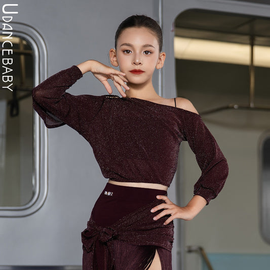 Udance Sweetheart Code Latin Dance Top for Women 2026 New Bat Sleeve Dance Dress with Tassel Half Skirt US50