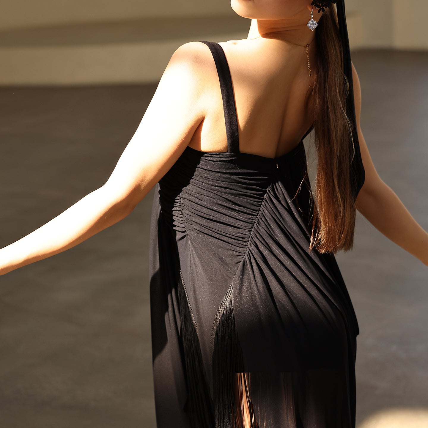 UDANCE 2025 New Arrival Latin Dance Dress Women's Strapped Practice Leotard & Performance Skirt Sexy Fringe Mesh Dress for Women A10