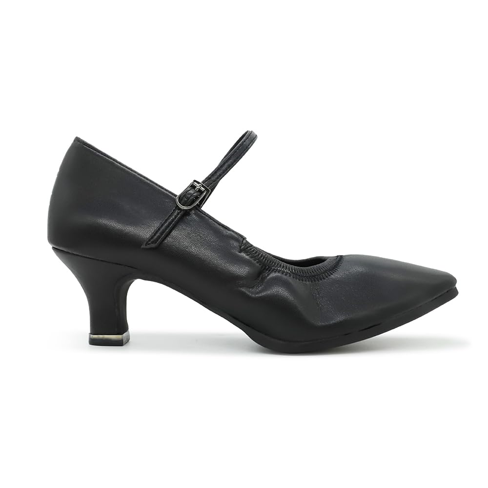 BD Dance Women's Ballroom Latin Dance Shoes Professional Jazz Waltz Practice Sandals Classic Black Leather Kitten Heel Pumps #107 4.5-11