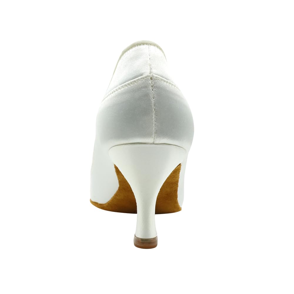 BD Dance Professional Latin Dance Shoes Ballroom Practice Jazz Waltz Women's Satin Wedding Pumps Kitten Heel Slip-On #1321