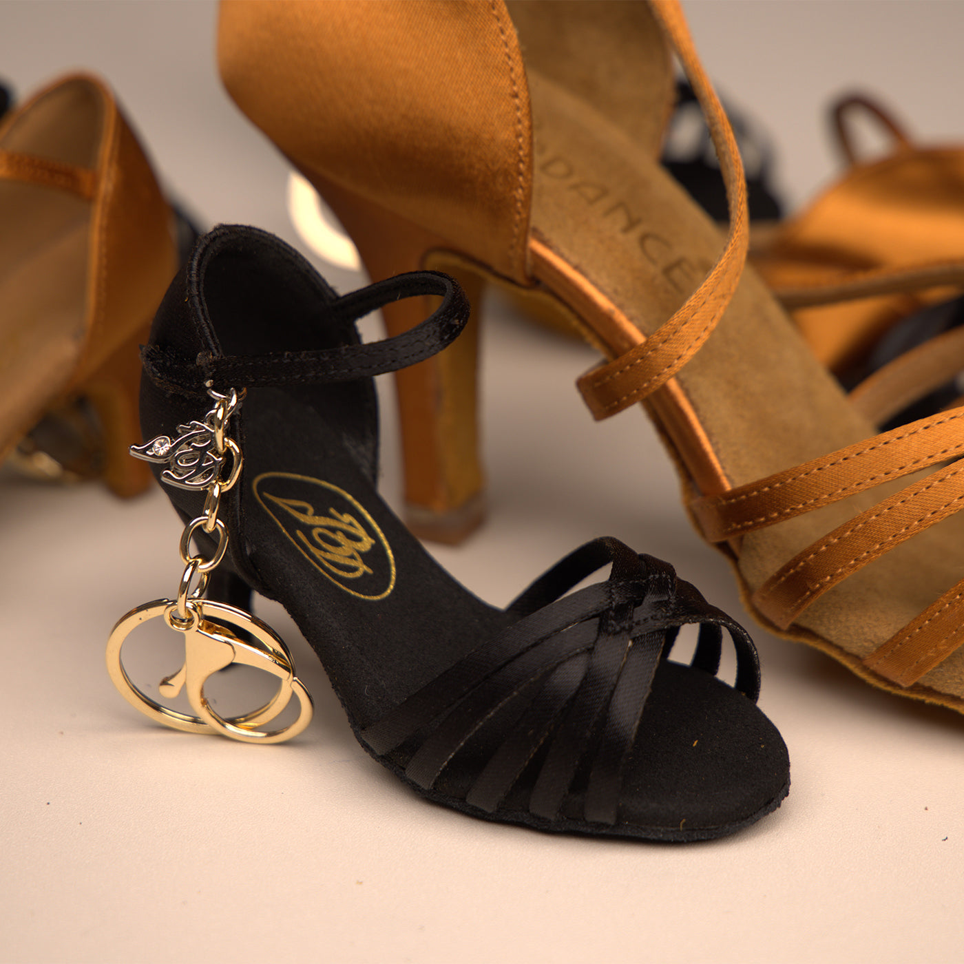 BDD Dance Shoe Keychain Accessory Cute Little Dance Shoe Gift Satin One Size Black and Brown