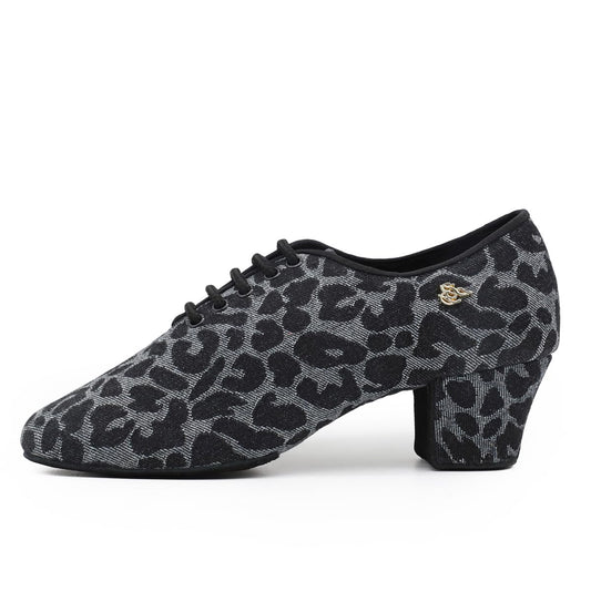 BD Dance Leopard Print Denim Oxford Latin Shoes for Men Ballrom Professional Dance Practice Performance Stage Footwear #T1-B