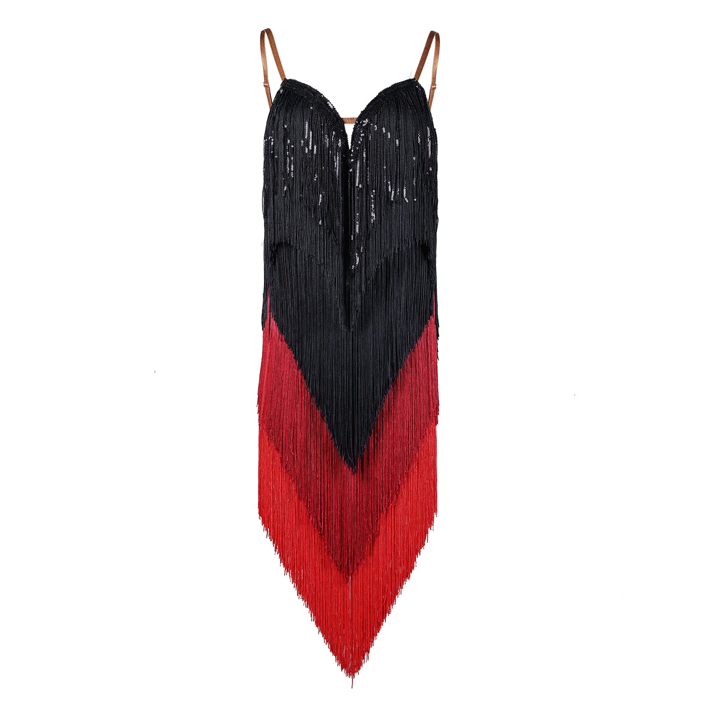 UD 2025 New in Women's Dress Sleeveless Latin Dance Stage Performance Costume Spaghetti Strap Fringe Dress for Women A61