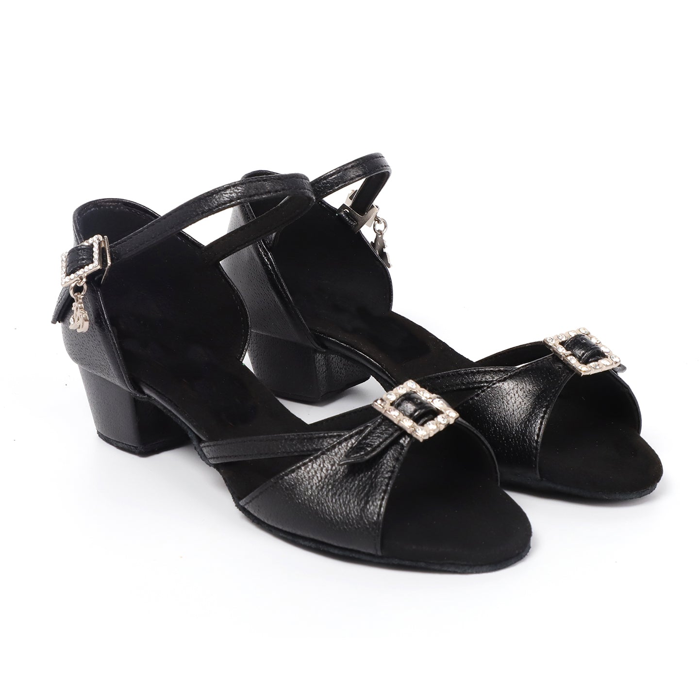 BD Dance Professional Girl's Latin Dance Shoes with Crystal Buckle Block Heel Performance Salsa Dancing Practice #620
