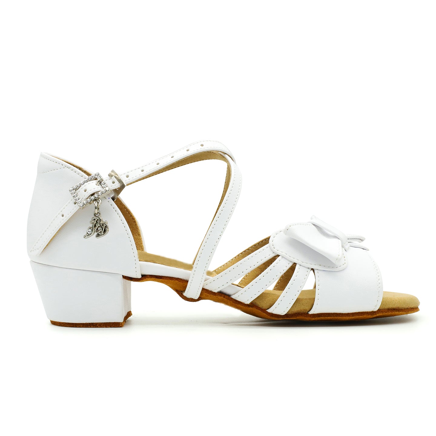 BD Dance Professional Girl's Latin Dance Shoes Stage Performance Sandals White Strappy Practice Ballroom Shoes #619