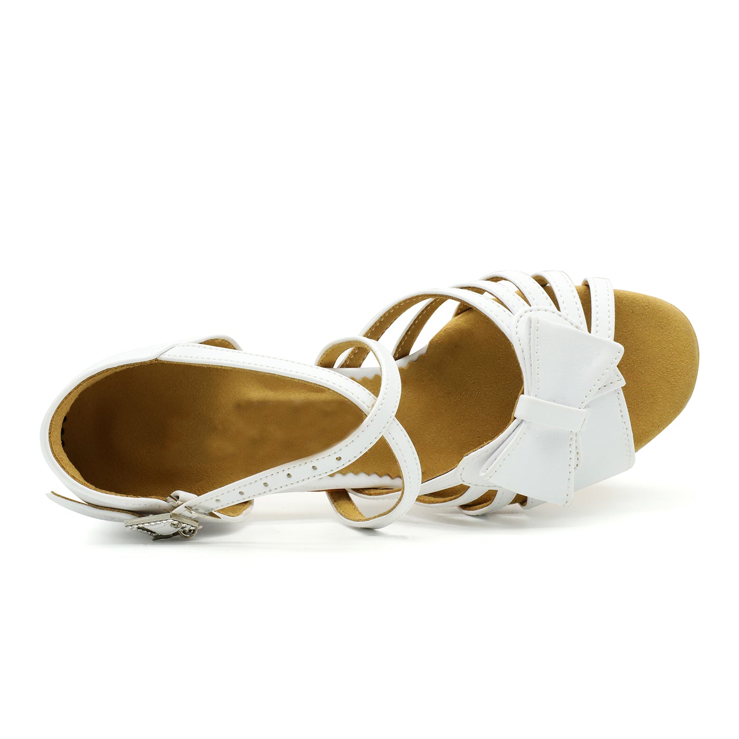 BD Dance Professional Girl's Latin Dance Shoes Stage Performance Sandals White Strappy Practice Ballroom Shoes #619