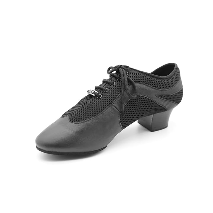BD Dance Men's Ballroom Dance Shoes BD Latin Dancing Shoe for Men Teaching Jazz Tango Salsa Low Heel Mesh Black, #468, 6-14