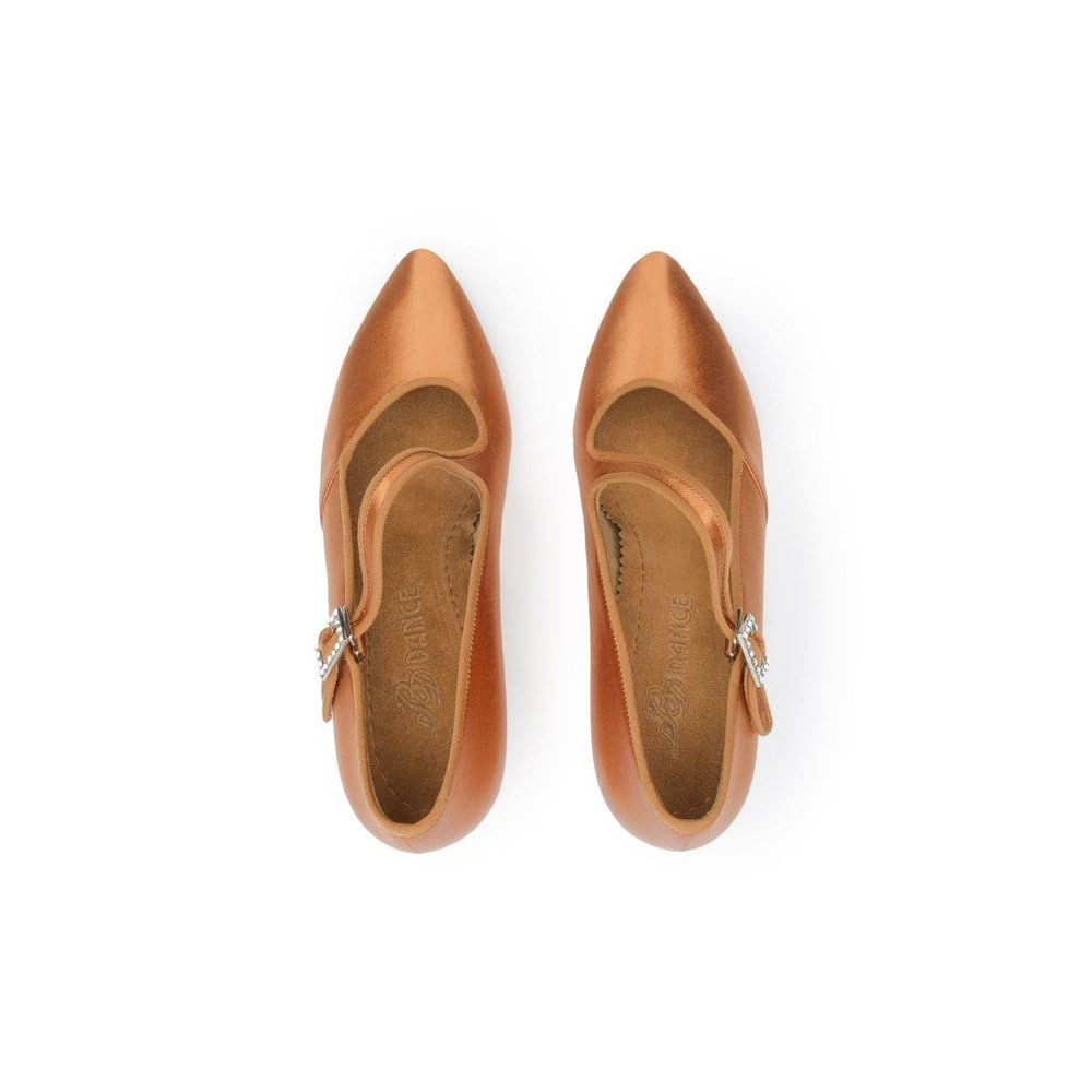BD Dance Women's Ballroom Dance Shoes Elegant Standard Waltz Latin Shoes for Women Pumps Dark Tan Satin #149, 4.5-11