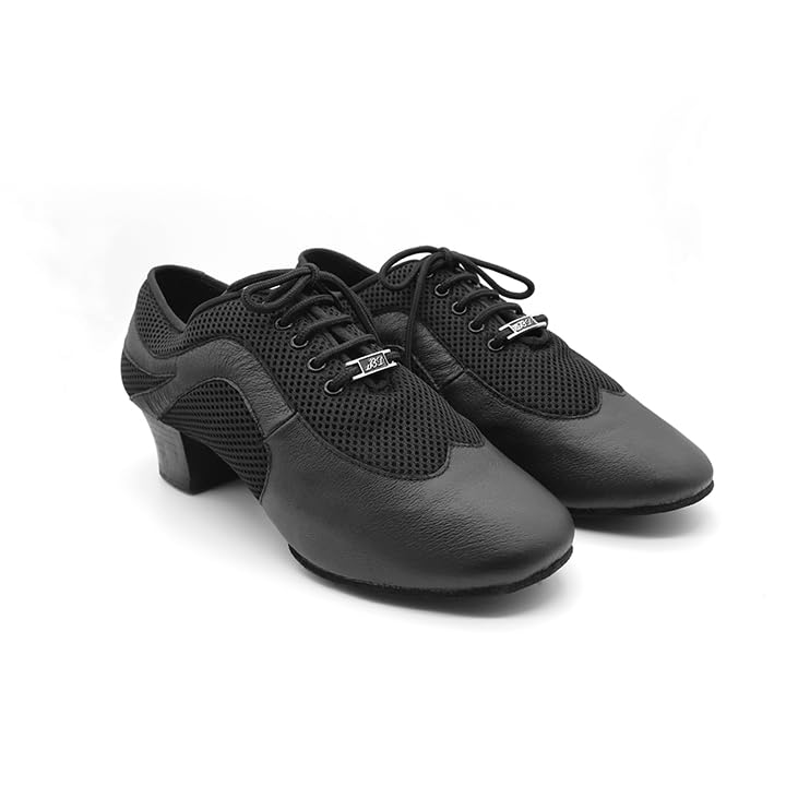 BD Dance Men's Ballroom Dance Shoes BD Latin Dancing Shoe for Men Teaching Jazz Tango Salsa Low Heel Mesh Black, #468, 6-14
