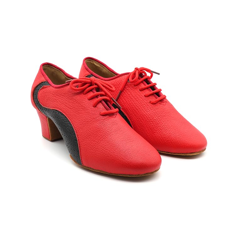 BD Dance Professional Red Latin Dance Shoes for Men Leather Performance Oxford Jazz Waltz Ballroom Dancing Practice Shoes #454