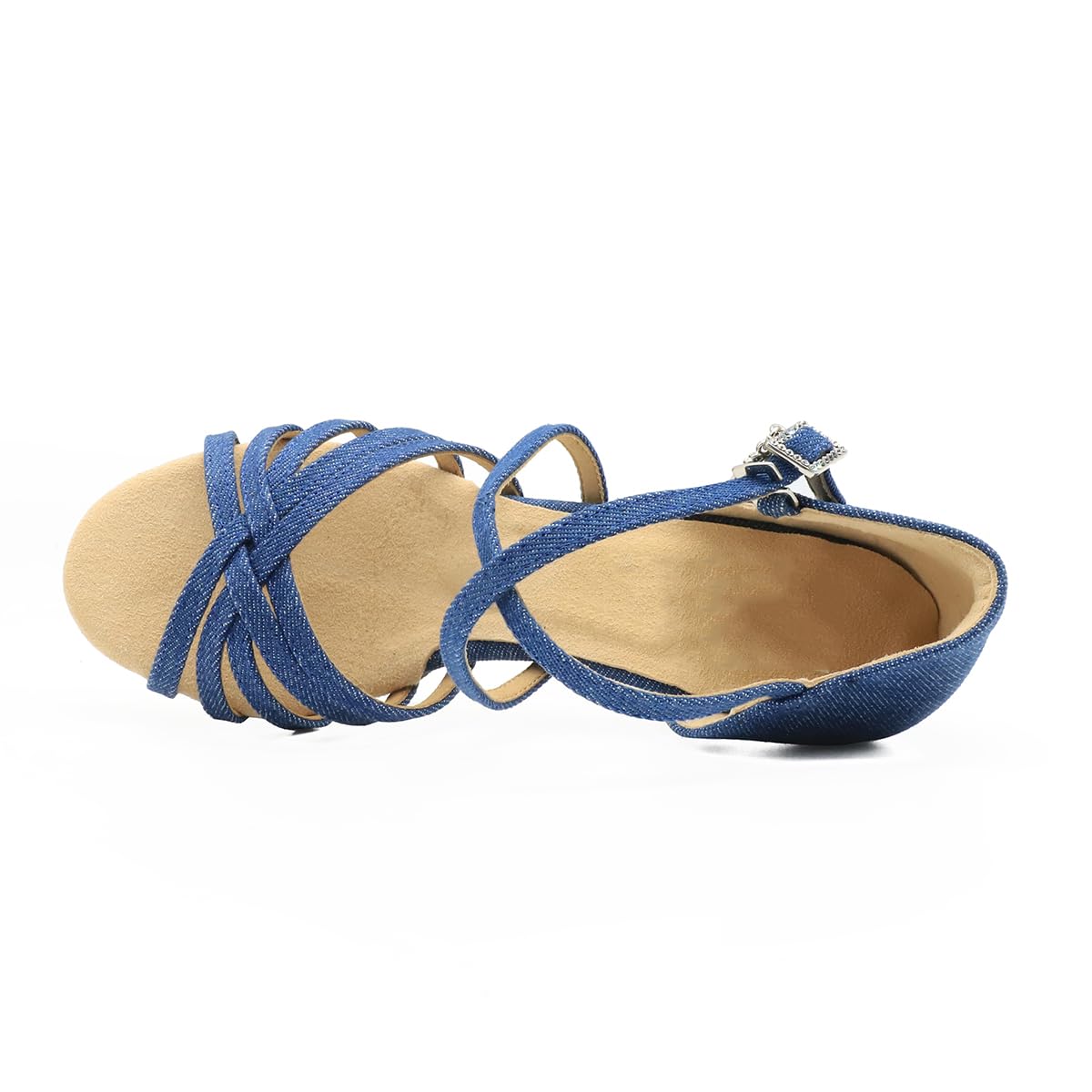 BD Dance Women's Denim Dance Sandals performance Blue Jean Fabric High Heel Practice Ballroom Latin Salsa Dancing Shoes #216