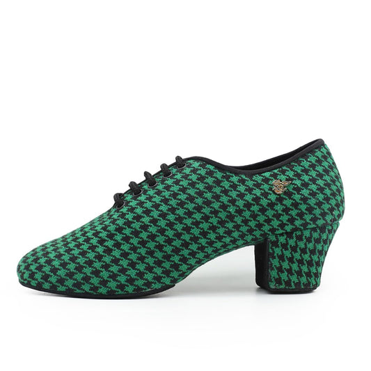BD Ddance Handmade Professional Latin Dance Shoes for Women Teaching Practice Performance Oxford Shoes Houndstooth #T1-B