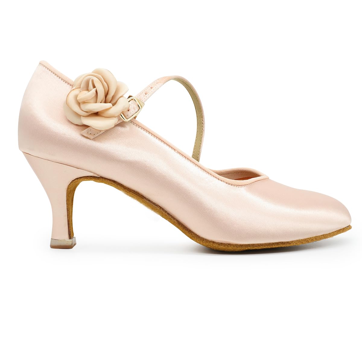 BD Dance Ladies Ballroom Dance Shoes Kitten Heel Wedding Pump Mary Jane with Rose Modern Latin Dance Shoes for Women #1322