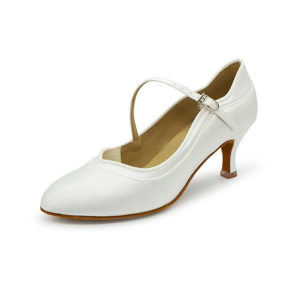 BD Dance Women's Satin Mary Jane Wedding Pump Ballroom Jazz Waltz Tango Performance Latin Dance Shoes for Women #1321B
