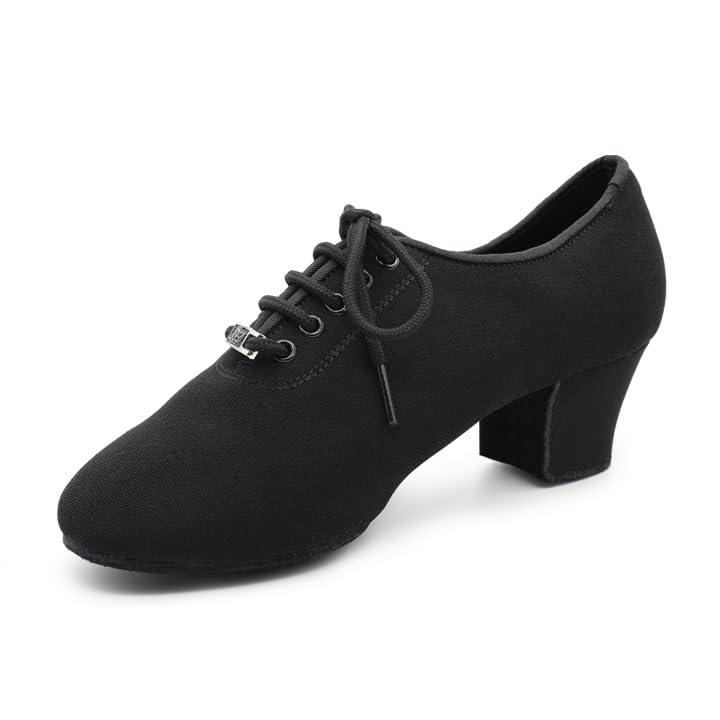 BD Dance Professional Dance Practice Oxford Shoes for Women Ballroom Performance Ladies Latin Dance Teaching Footwear Canvas #T1-B