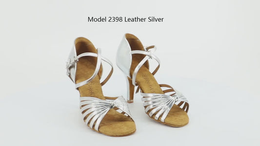 BD Dance Women's Latin Dance Shoes Ballroom Heeded Sandals Salsa Jazz Tango Dancing Silver Leather, #2398, 4.5-11