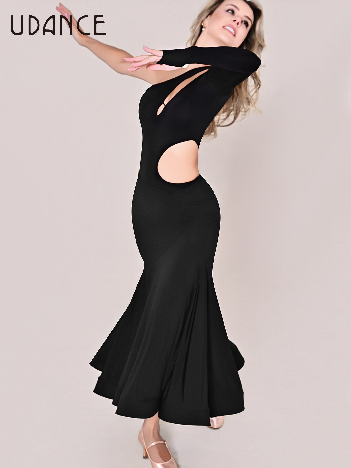 UDANCE Women's Ballroom Dance Skirt High Waist Hip Covering Skirt AMD04