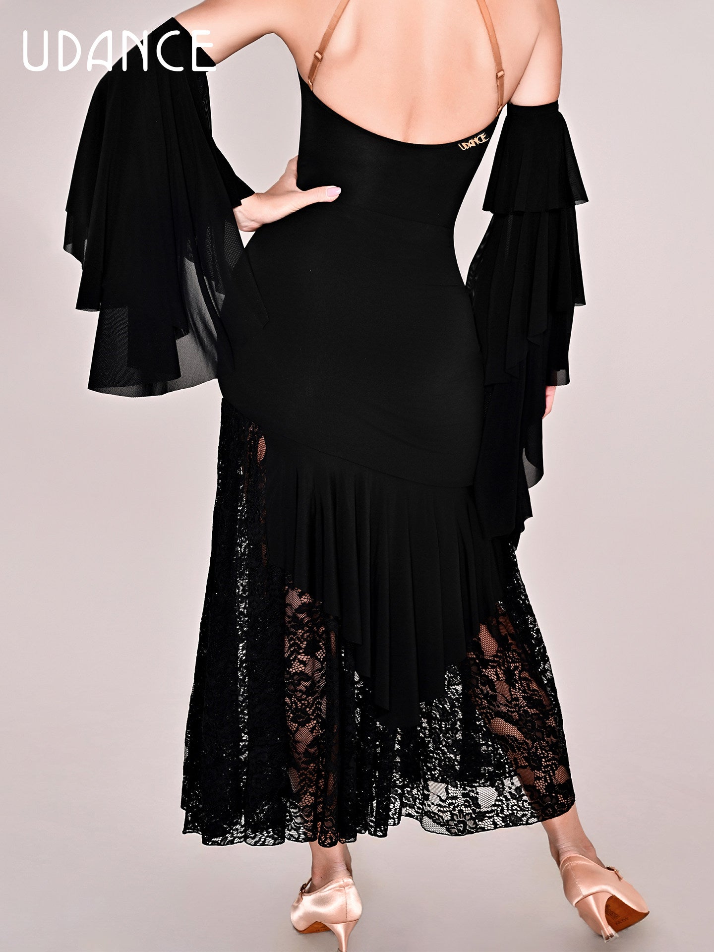 UDANCE New in Ballroom Dance Skirt Lace Cutout Skirt for Women AMD12