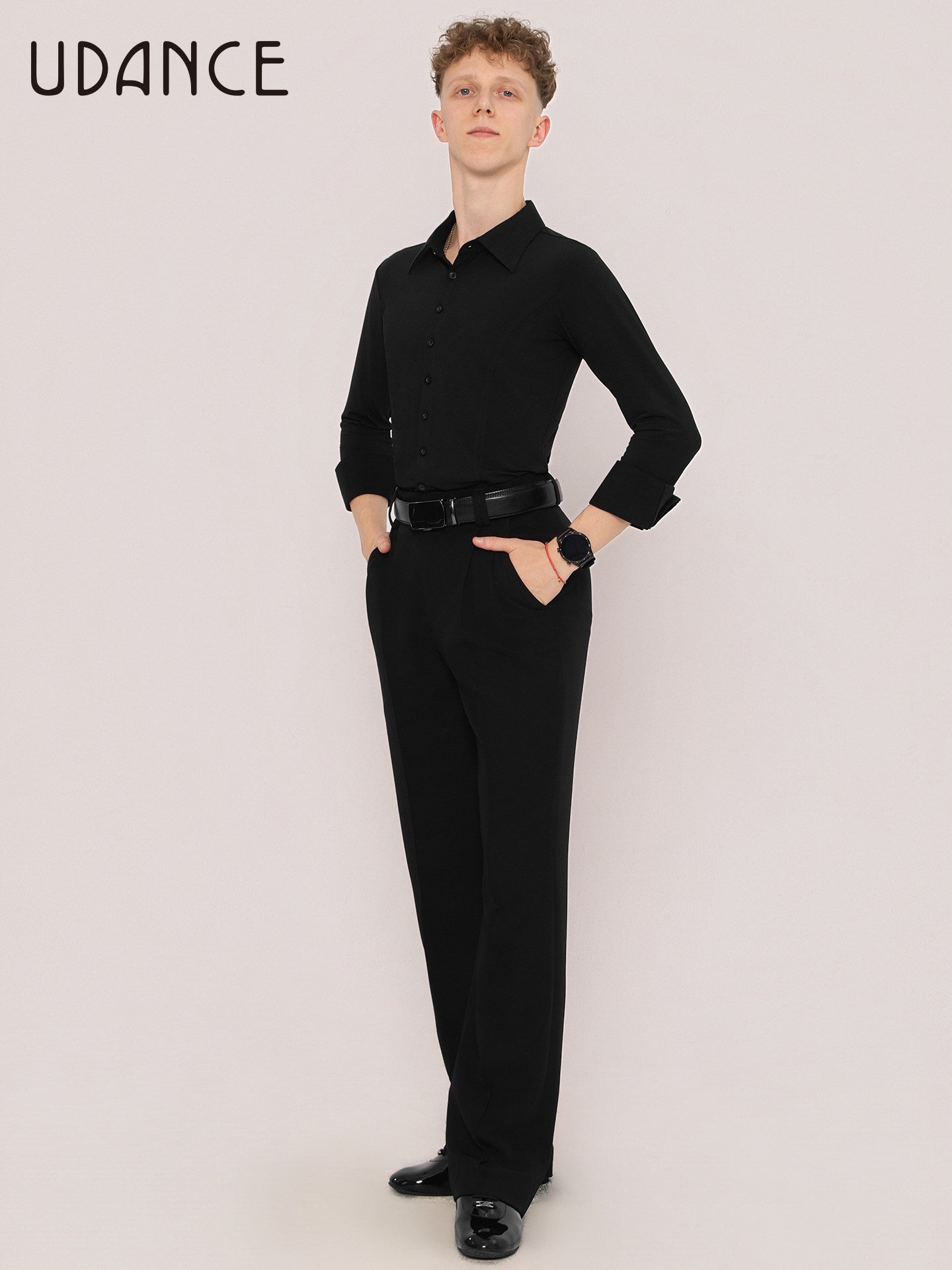 UDANCE New in Men's Ballroom Dance Shirt Long Sleeve Top for Men AMD14