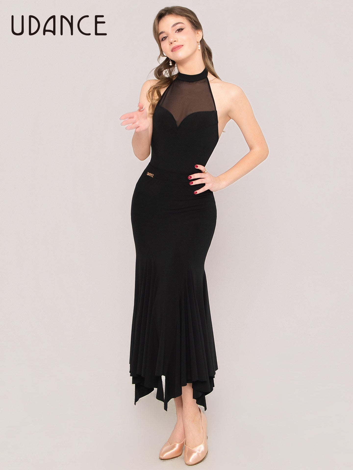 UDANCE Women's Ballroom Dance Bodysuit Mesh Sleeveless Leotard AMD17