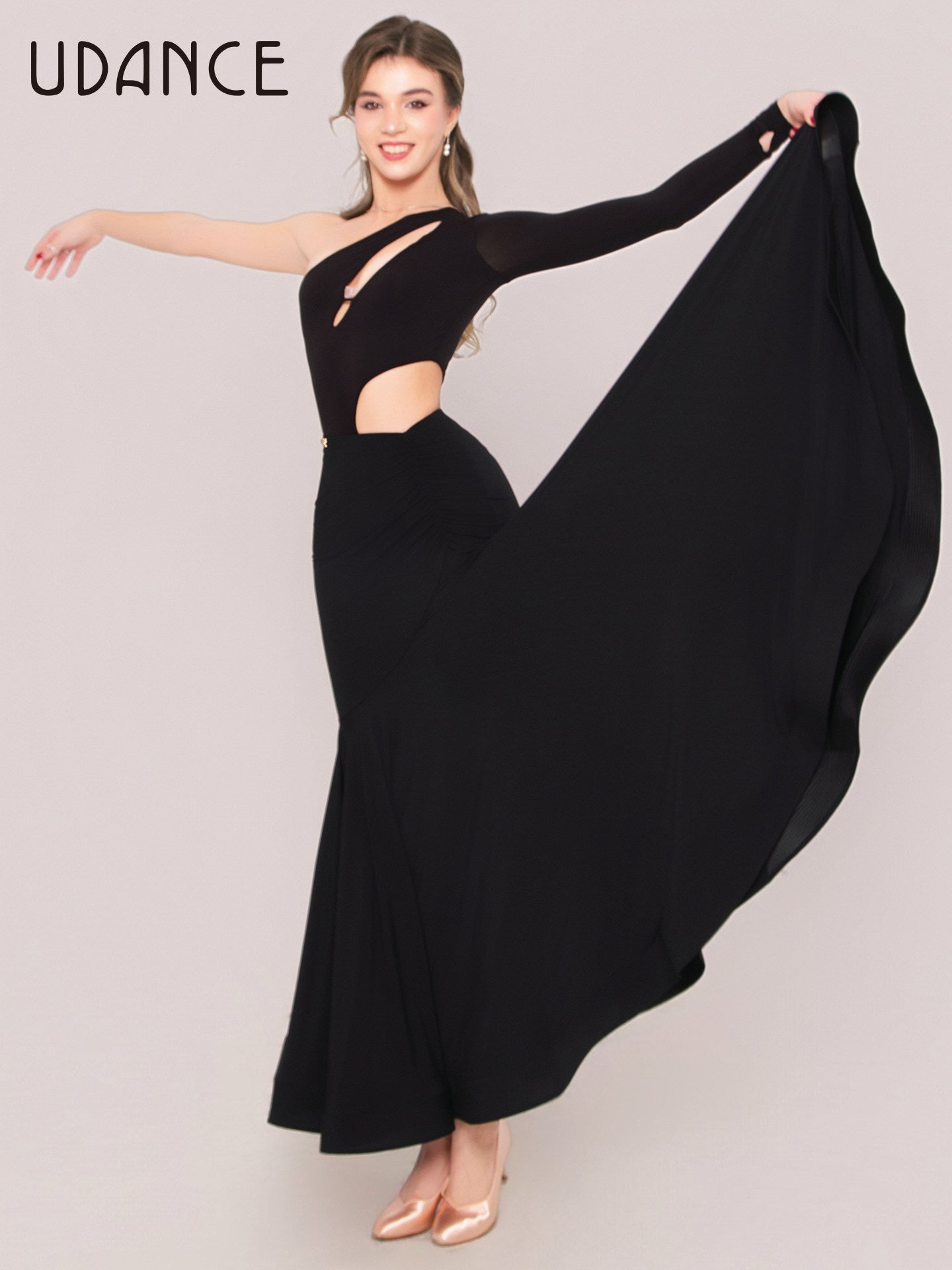 UDANCE Women's Ballroom Dance Skirt High Waist Hip Covering Skirt AMD04
