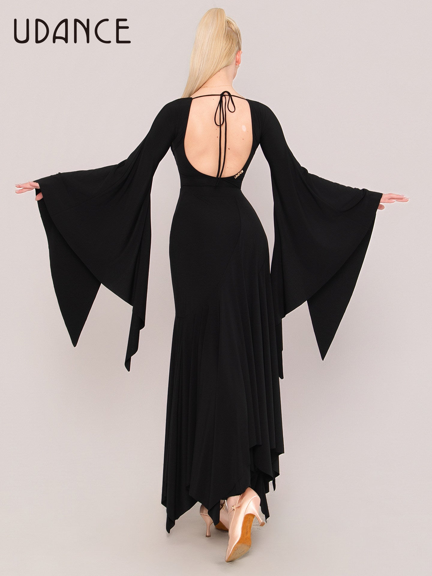 UDANCE Women's Ballroom Jumpsuit Long Sleeve Open Back Leotard AMD10