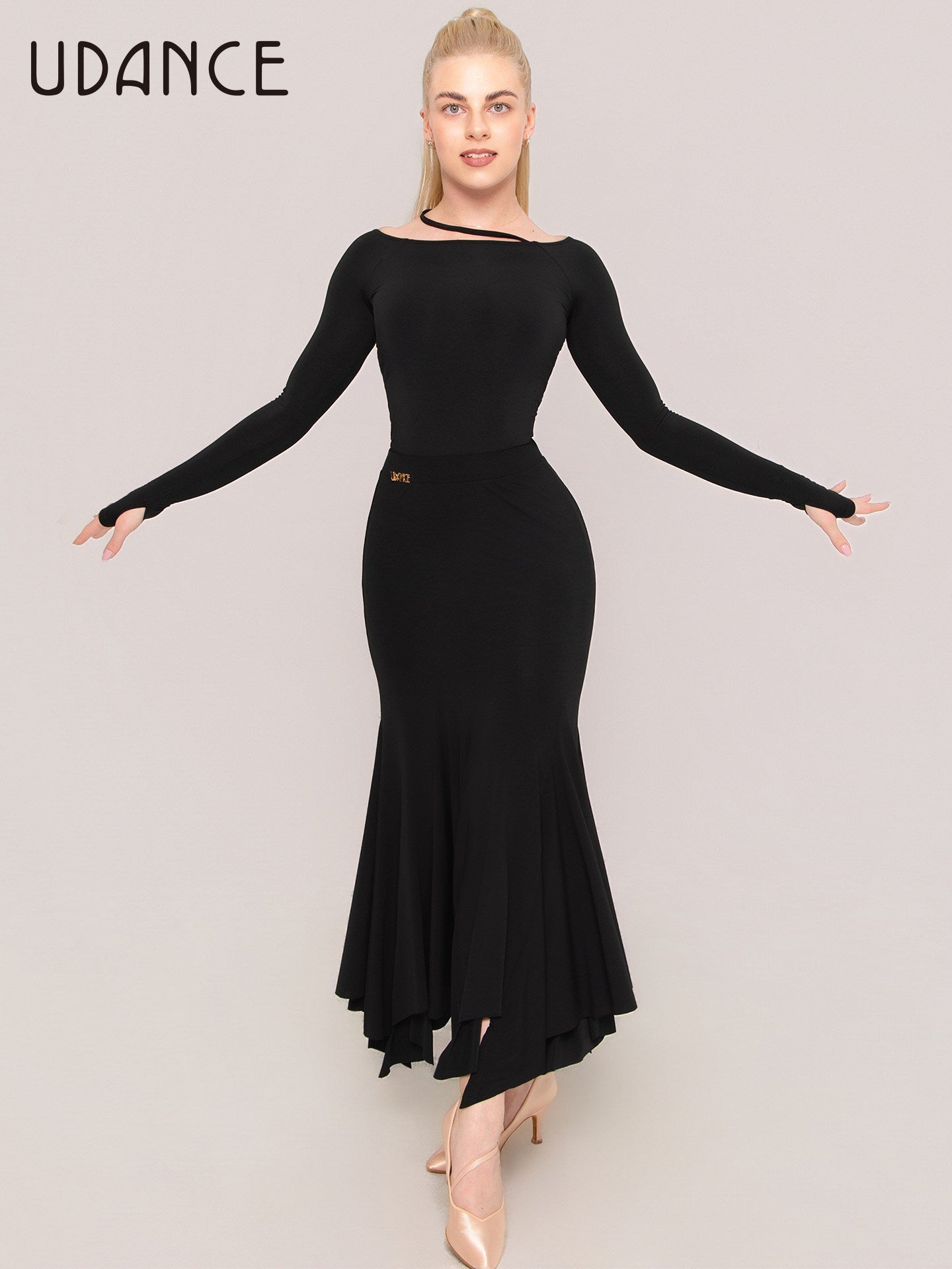 UDANCE Women's Ballroom Dance Long Sleeve Leotard Bodysuit AMD07